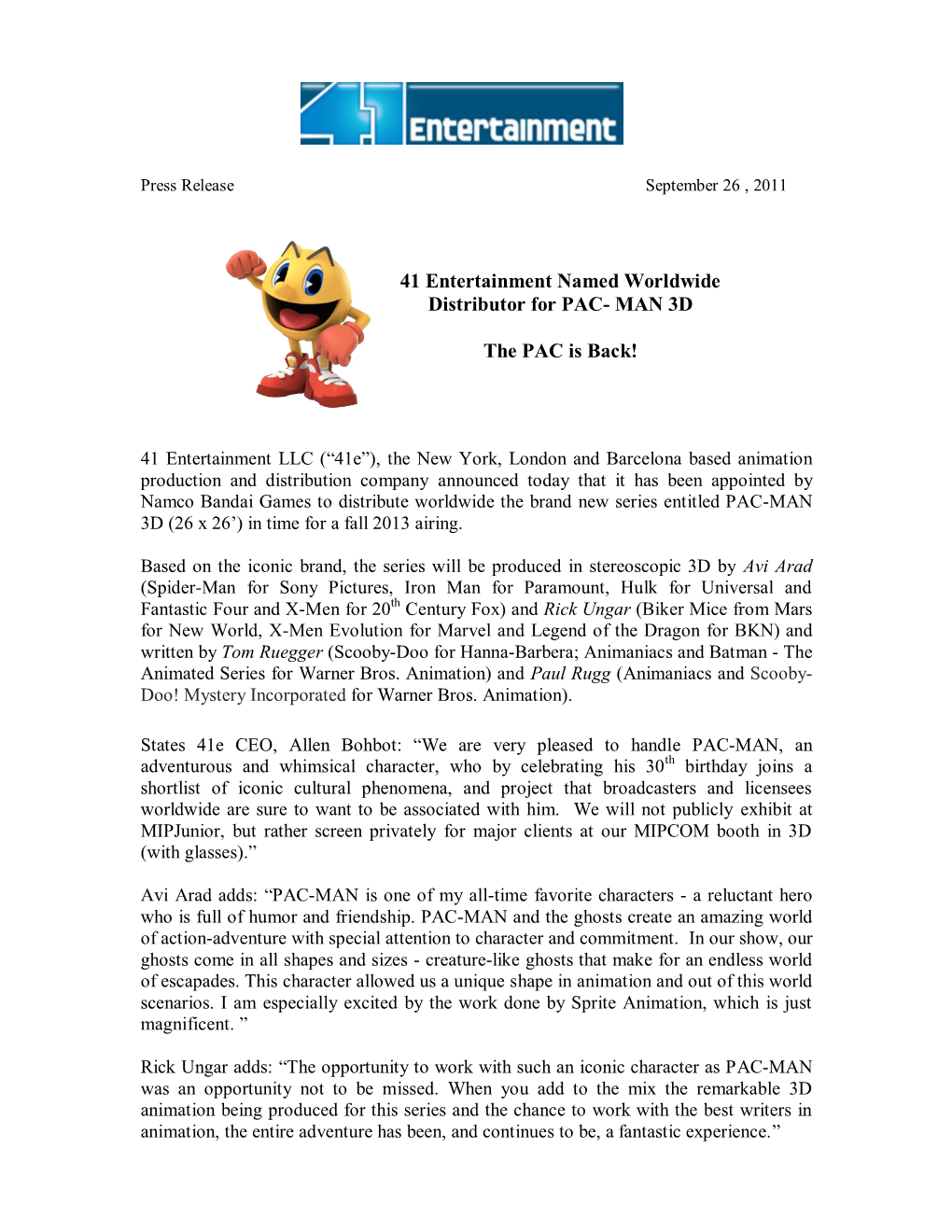 Press Release September 26 , 2011