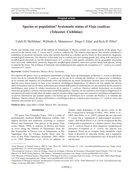Species Or Population? Systematic Status of Vieja Coatlicue (Teleostei: Cichlidae)