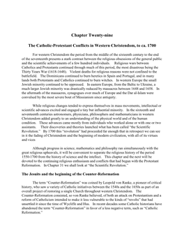 Chapter Twentynine. the Catholicprotestant Conflicts In