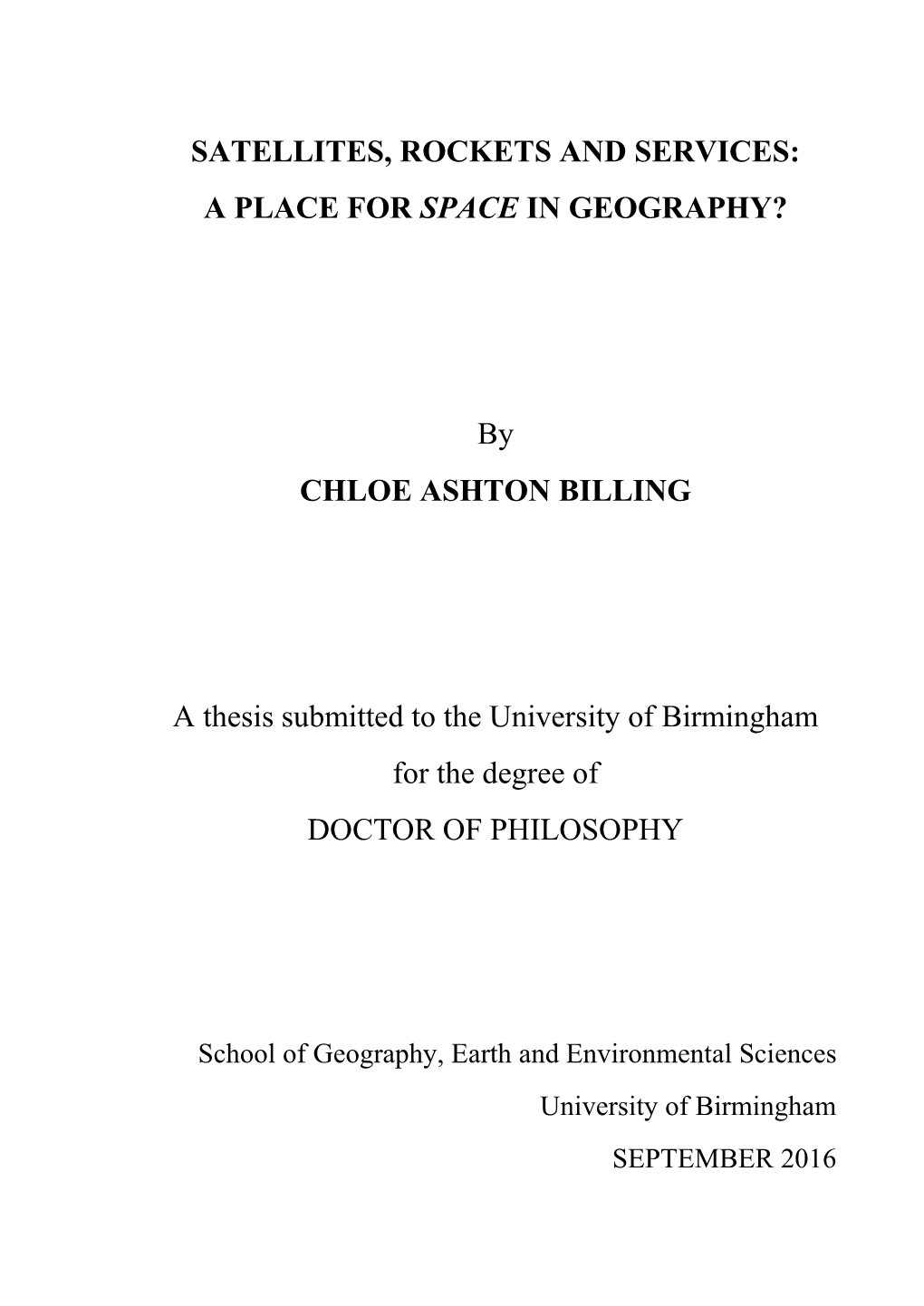 A Place for Space in Geography?