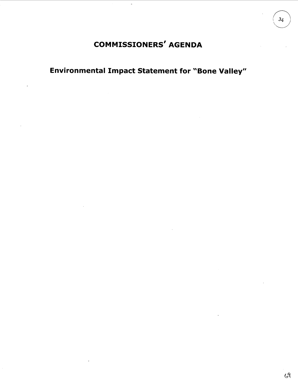 COMMISSIONERS' AGENDA Environmental Impact Statement For