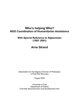 Who's Helping Who?NGO Coordination of Humanitarian