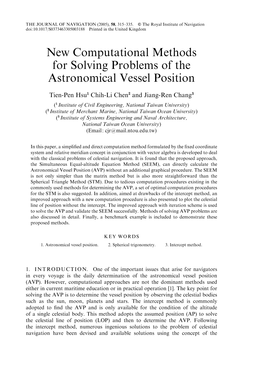 New Computational Methods for Solving Problems of the Astronomical Vessel Position