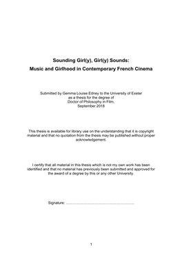 Girl(Y) Sounds: Music and Girlhood in Contemporary French Cinema