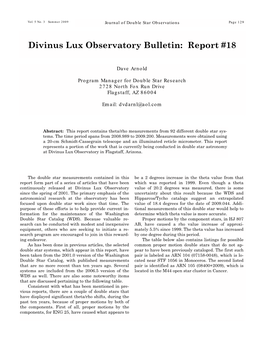 Divinus Lux Observatory Bulletin: Report #18