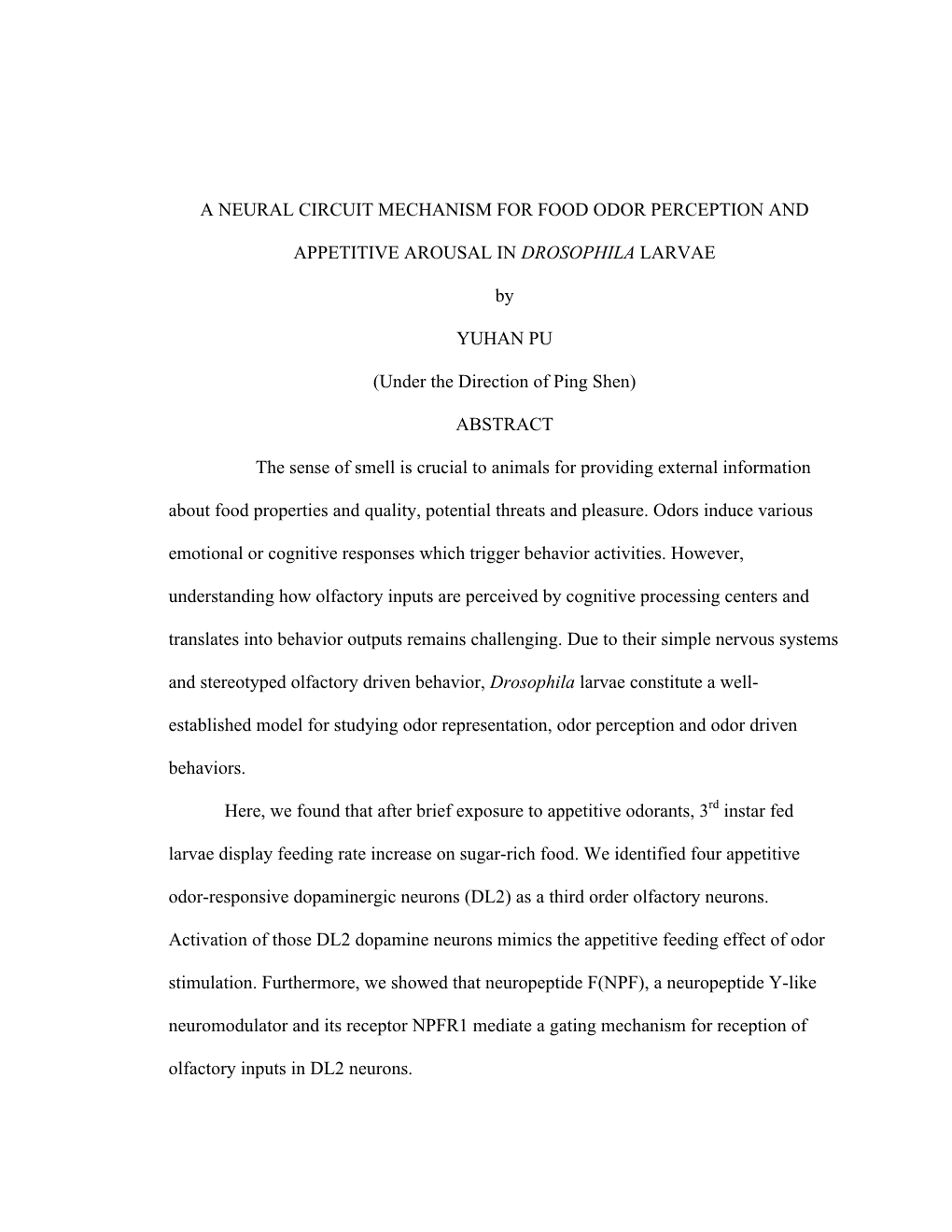 A Neural Circuit Mechanism for Food Odor Perception And