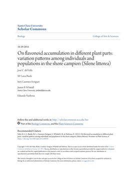On Flavonoid Accumulation in Different Plant Parts: Variation Patterns Among Individuals and Populations in the Shore Campion (Silene Littorea) José C