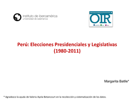 Elecciones Presidenciales Y Legislativas (1980-2011)