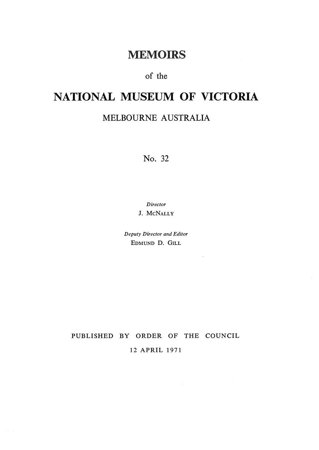 Memoirs National Museum of Victoria