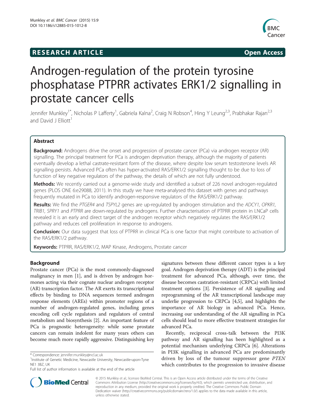 Androgen-Regulation of the Protein Tyrosine