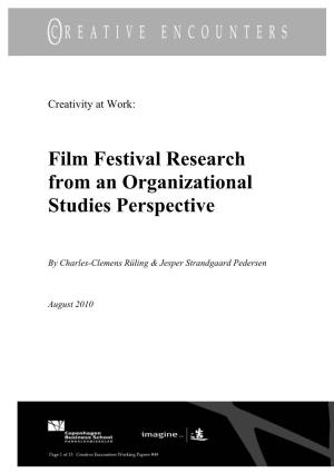 Film Festival Research from an Organizational Studies Perspective