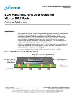 Micron BGA Manufacturer's User Guide Introduction