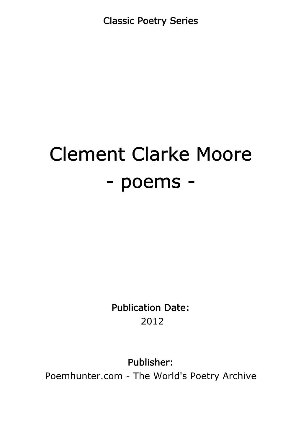 Clement Clarke Moore - Poems