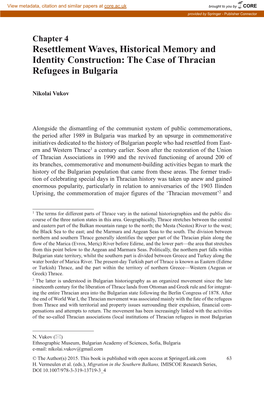 The Case of Thracian Refugees in Bulgaria