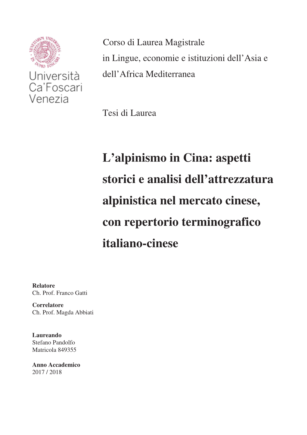 L'alpinismo in Cina: Aspetti Storici E Analisi Dell'attrezzatura Alpinistica