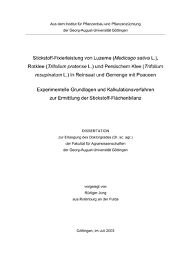 Stickstoff-Fixierleistung Von Luzerne (Medicago Sativa L.), Rotklee