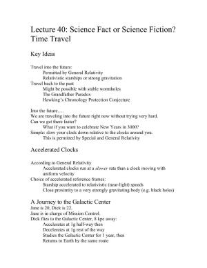 Lecture 40: Science Fact Or Science Fiction? Time Travel