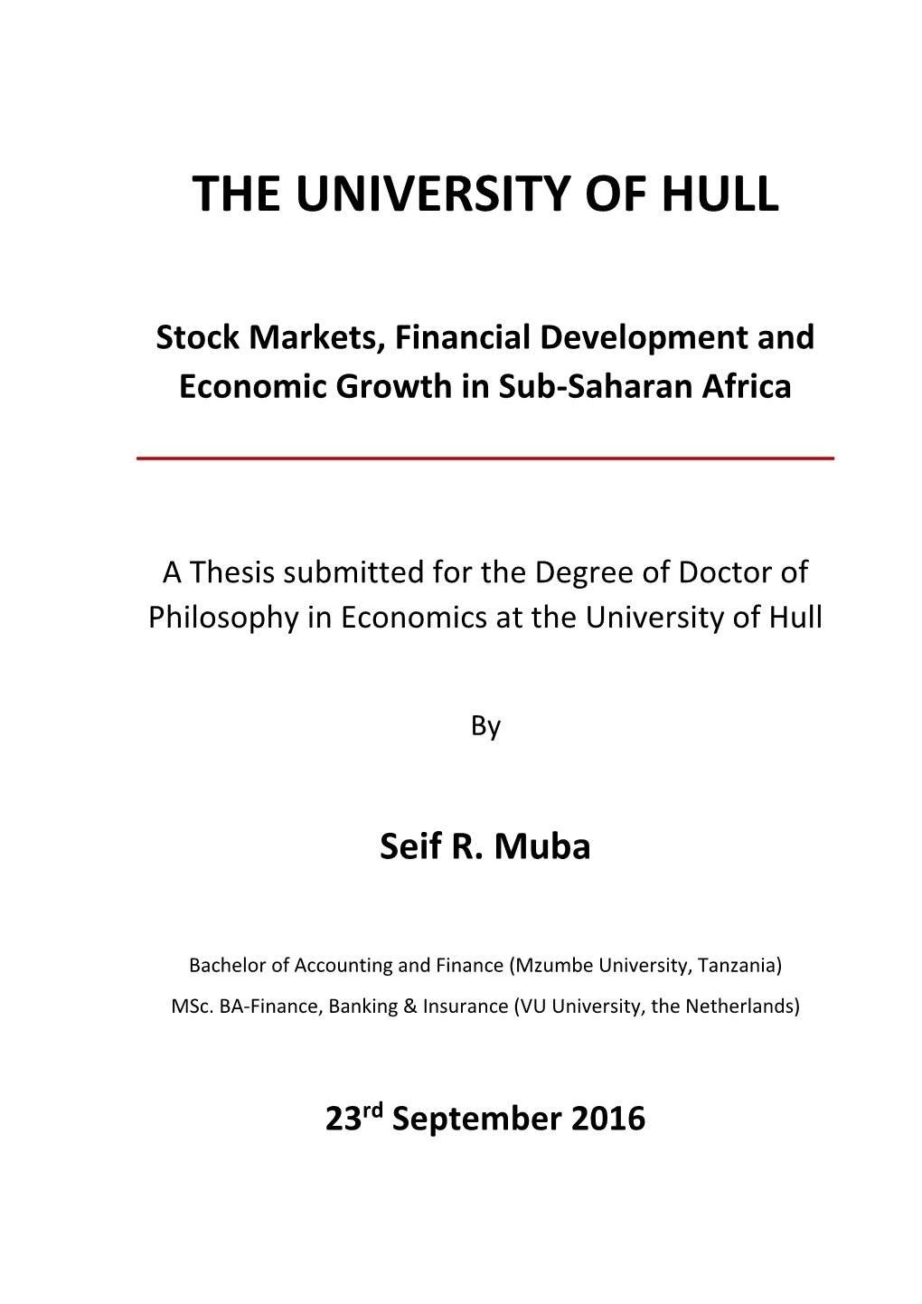 Stock Markets, Financial Development and Economic Growth in Sub-Saharan Africa