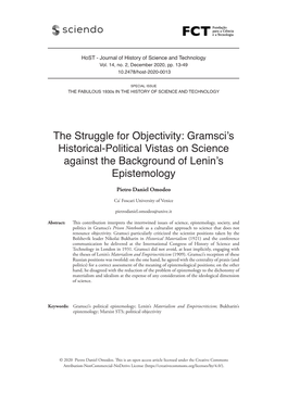 Gramsci's Historical-Political Vistas on Science Against the Background Of