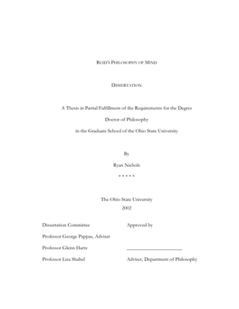A Thesis in Partial Fulfillment of the Requirements for the Degree