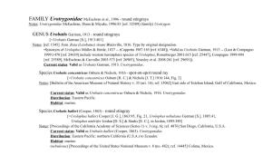 Urotrygonidae Mceachran Et Al., 1996 - Round Stingrays Notes: Urotrygonidae Mceachran, Dunn & Miyake, 1996:81 [Ref