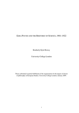 Ezra Pound and the Rhetoric of Science, 1901–1922