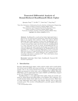 Truncated Differential Analysis of Round-Reduced Roadrunner