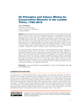 On Principles and Values: Mining for Conservative Rhetoric in the London Times, 1785–2010