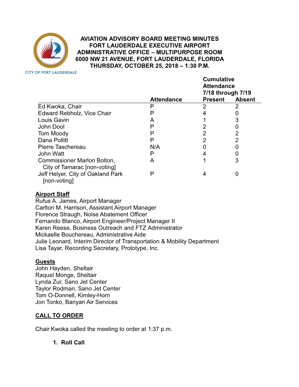 Aviation Advisory Board Meeting Minutes