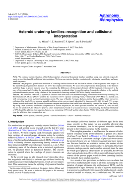 Asteroid Cratering Families: Recognition and Collisional Interpretation A