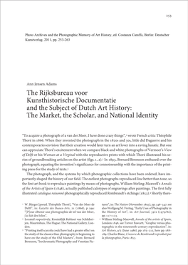 The Rijksbureau Voor Kunsthistorische Documentatie and the Subject of Dutch Art History: the Market, the Scholar, and National Identity