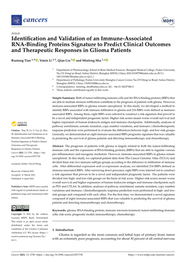 Identification and Validation of an Immune-Associated RNA-Binding Proteins Signature to Predict Clinical Outcomes and Therapeuti