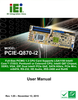 PCIE-Q870-I2 PICMG 1.3 CPU Card