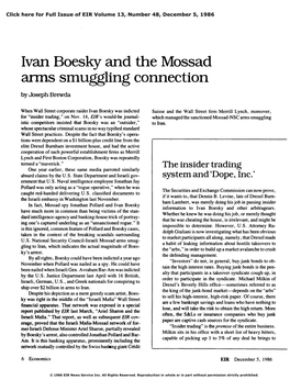 Ivan Boesky and the Mossad Arms Smuggling Connection
