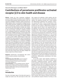 Contributions of Peroxisome Proliferator-Activated Receptor Β /Δ to Skin Health and Disease