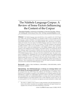 The Ndebele Language Corpus: a Review of Some Factors Influencing