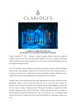 Claridge's Christmas Tree 2016 by Sir Jony Ive and Marc