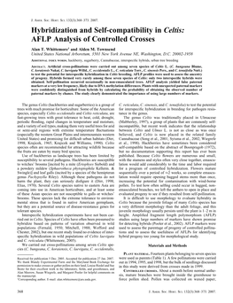 Hybridization and Self-Compatibility in Celtis: AFLP Analysis of Controlled Crosses