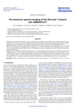 Pre-Maximum Spectro-Imaging of the Mira Star T Leporis with AMBER/VLTI