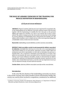 The Role of Aerobic Exercises in the Training for Muscle Definition in Bodybuilding