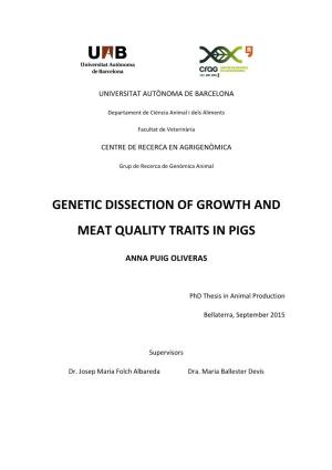 Genetic'dissection'of'growth'and' Meat'quality'traits'in'pigs''