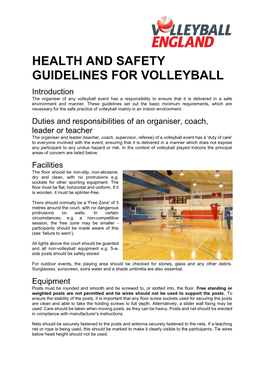 Health and Safety Guidelines for Volleyball