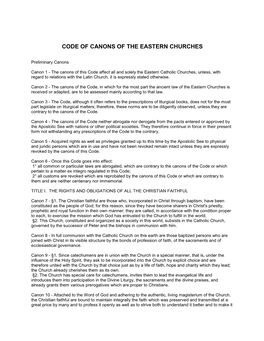 Code of Canons of the Eastern Churches