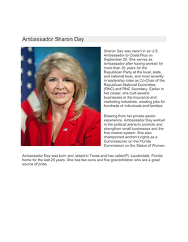 Ambassador Sharon Day
