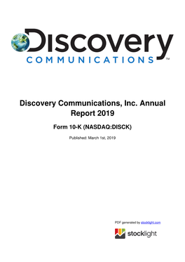 Discovery Communications, Inc. Annual Report 2019