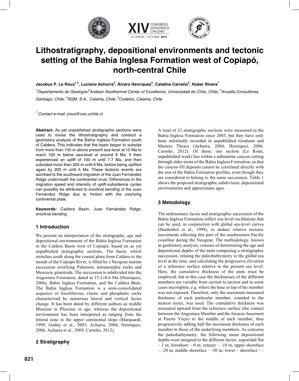 Lithostratigraphy, Depositional Environments and Tectonic Setting of the Bahía Inglesa Formation West of Copiapó, North-Central Chile