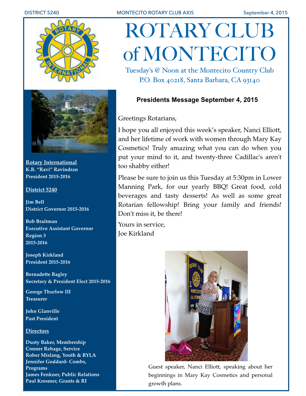 Montecito Rotary Club Newsletter Template