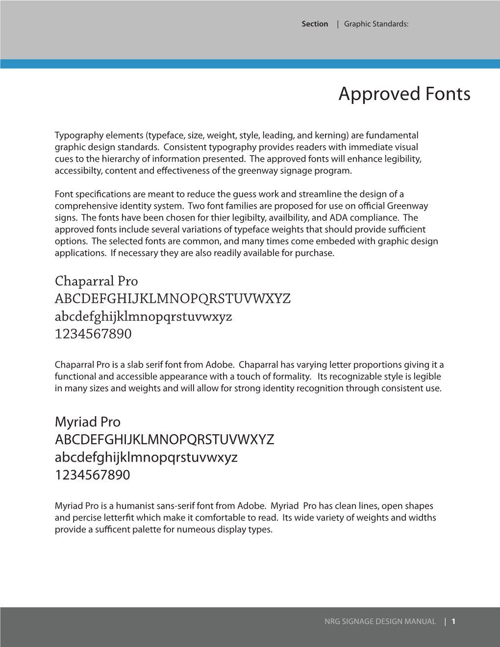 Approved Fonts