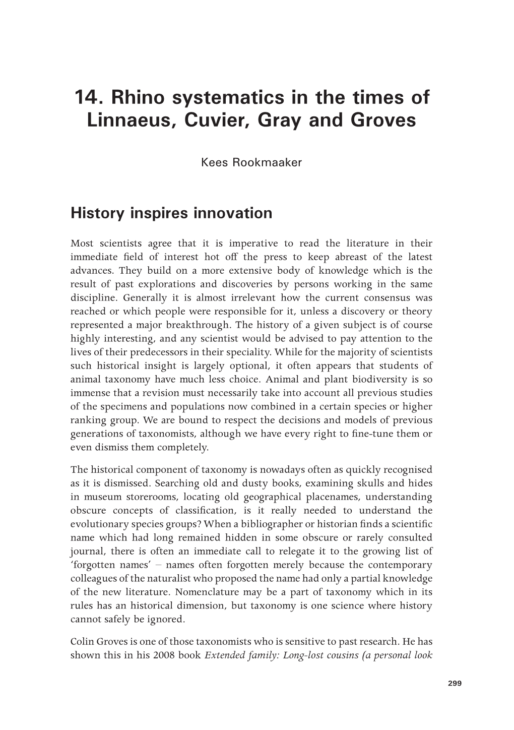 14. Rhino Systematics in the Times of Linnaeus, Cuvier, Gray and Groves