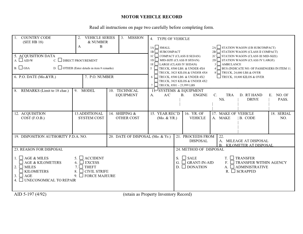 Motor Vehicle Record